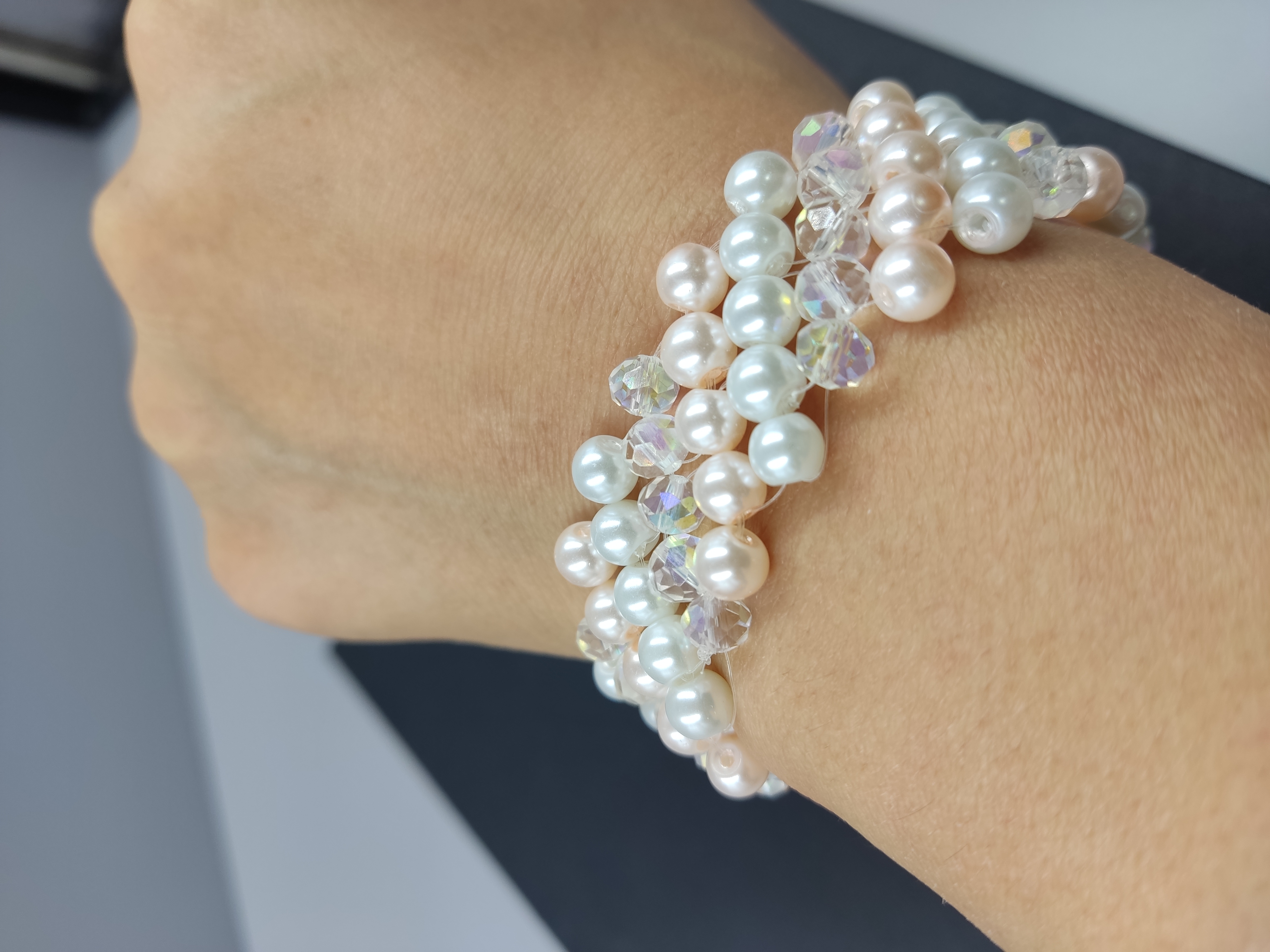 دستبند مرواریدی کریستالی