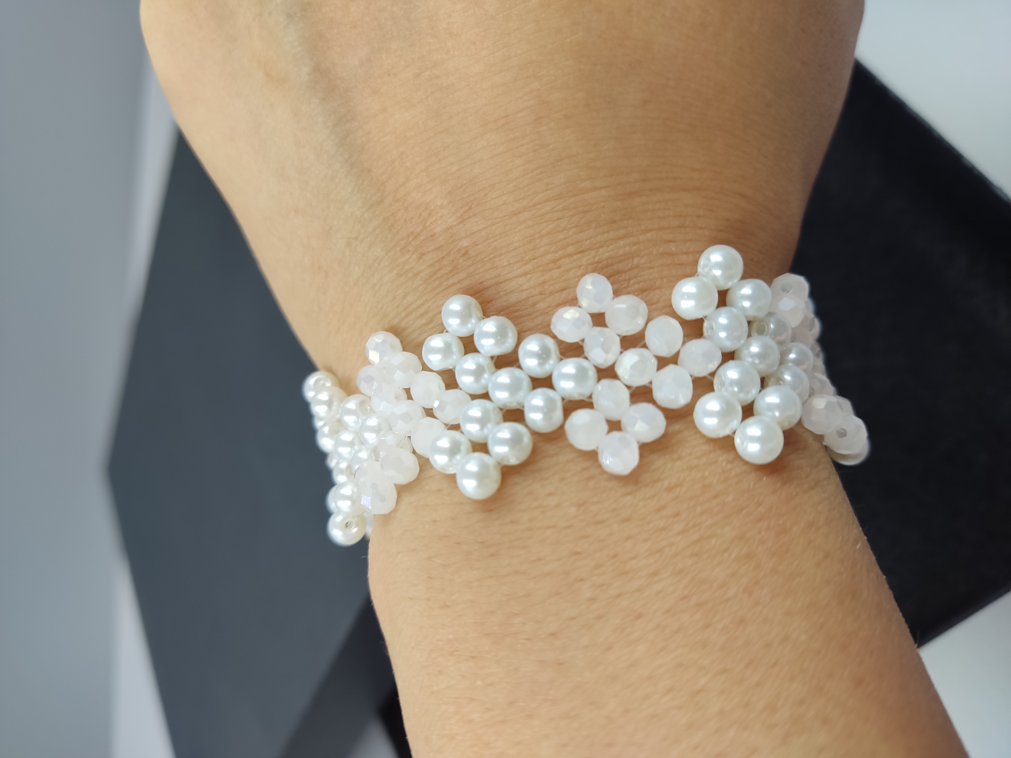 دستبندمرواریدی کریستالی قلبی